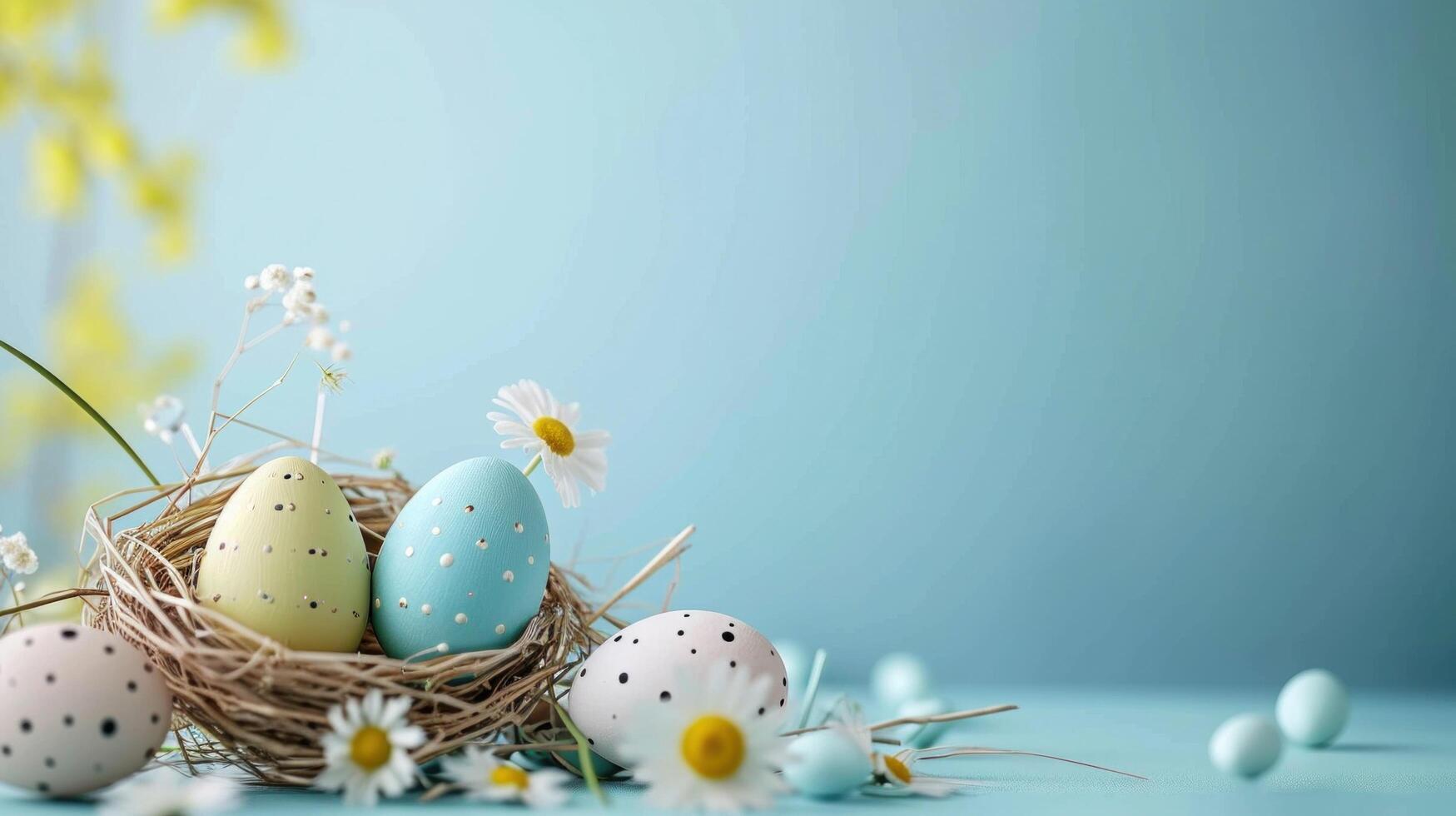 AI generated Easter advertisment background with copy space photo