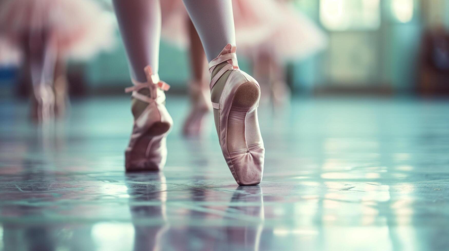 AI generated Ballet class advertisment background with copy space photo