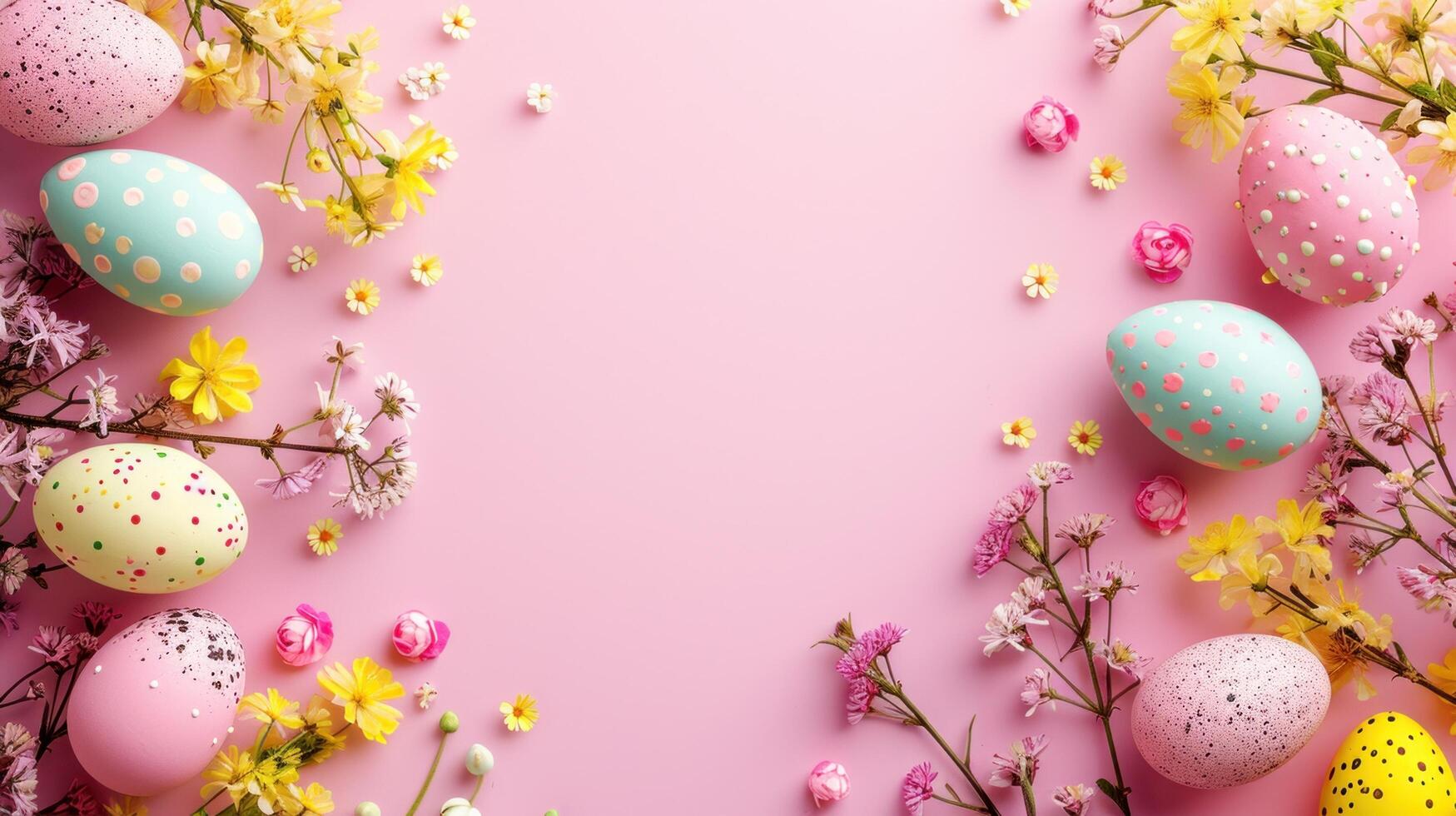 AI generated Easter advertisment background with copy space photo