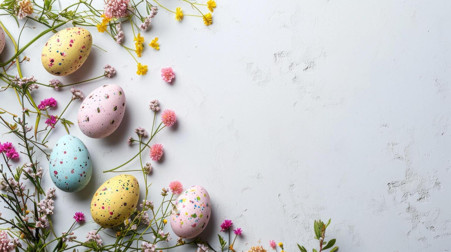 AI generated Easter advertisment background with copy space photo