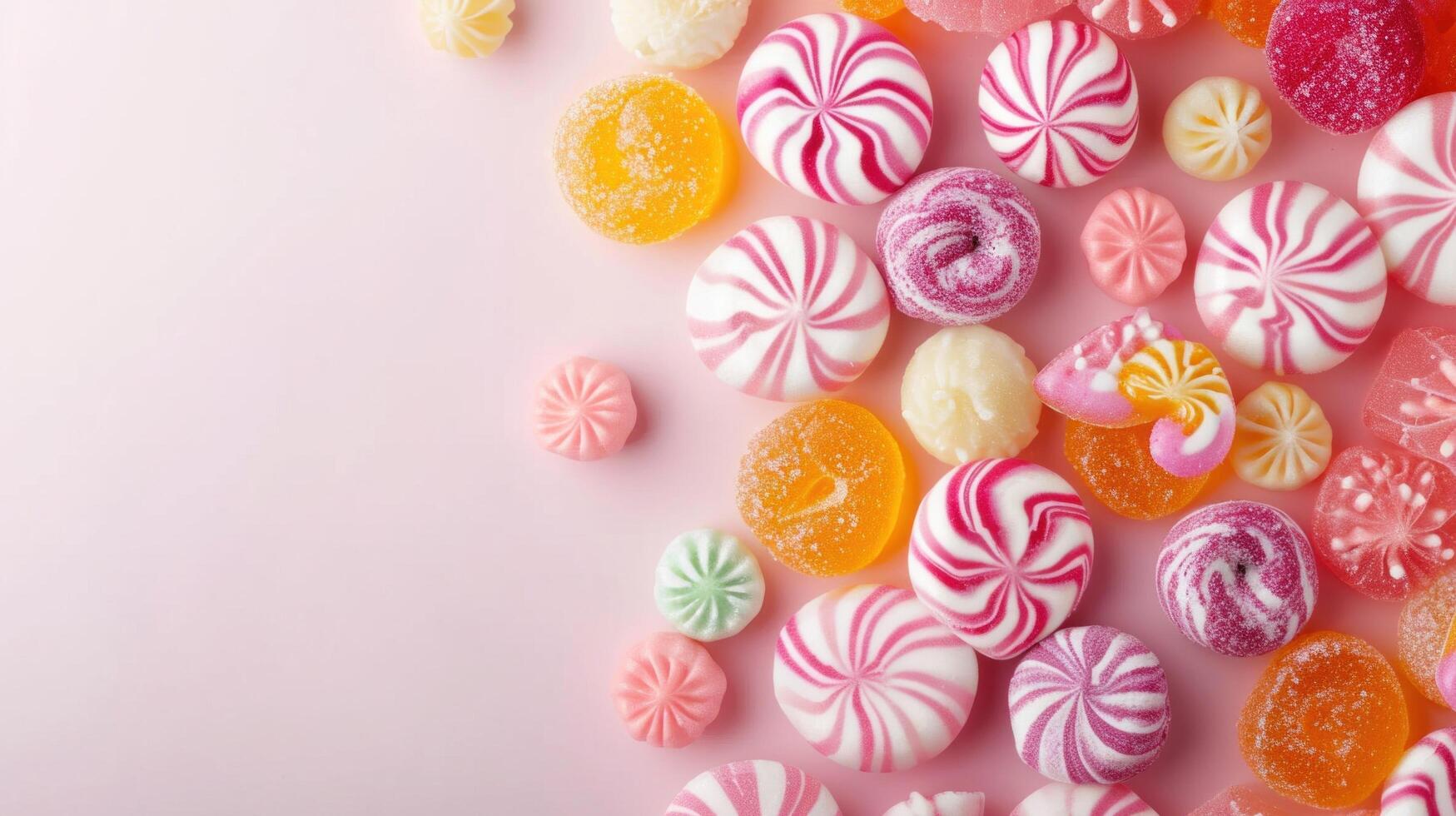 AI generated beautuful candies background with copy space photo