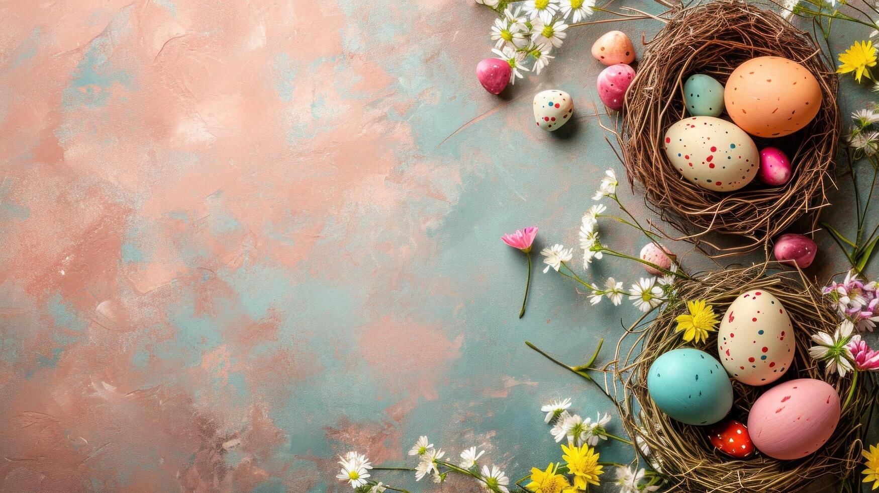 AI generated Easter advertisment background with copy space photo