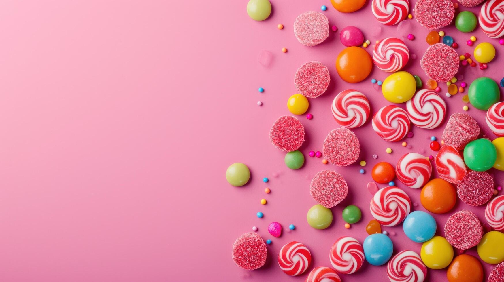 AI generated beautuful candies background with copy space photo