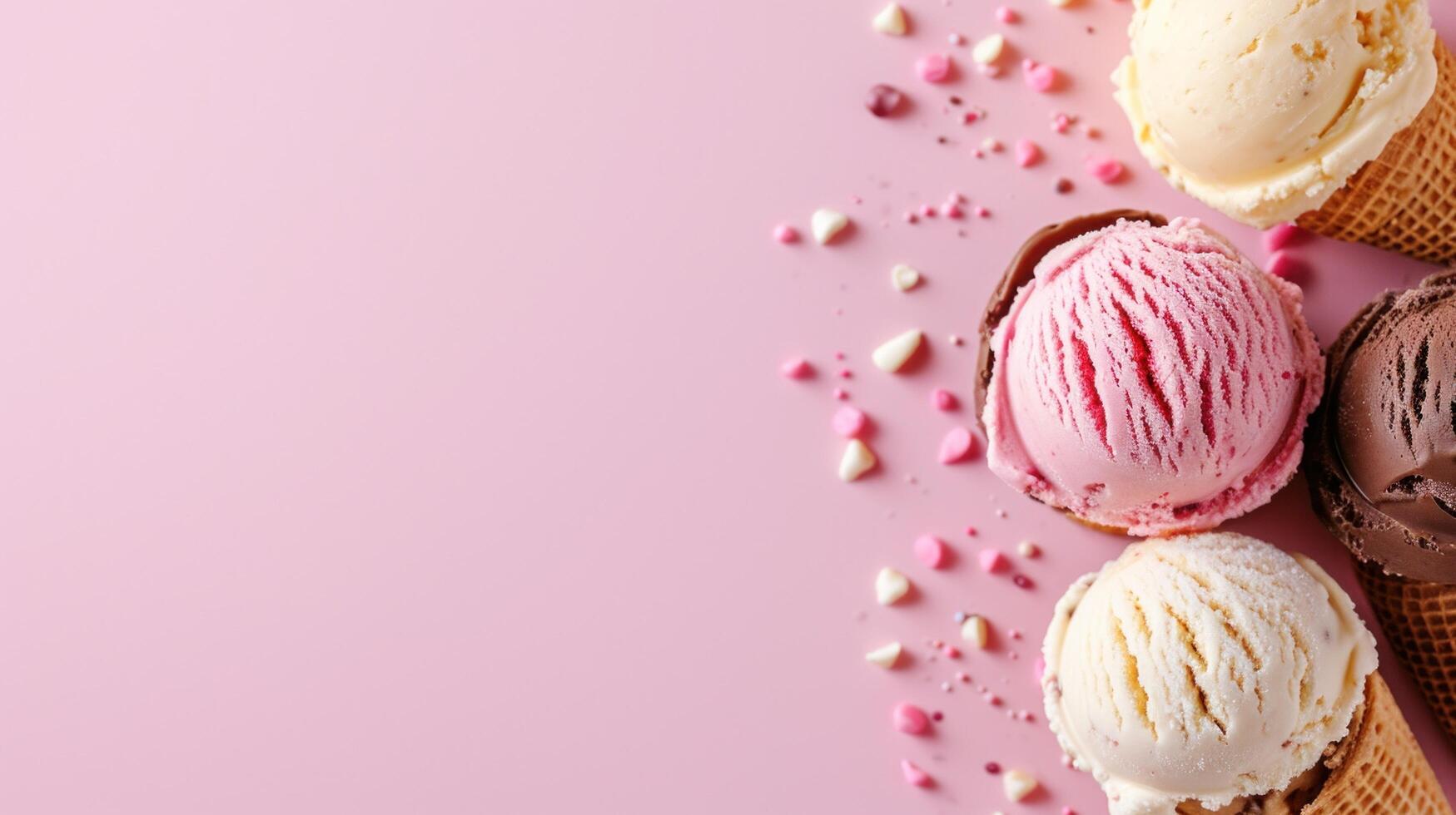 AI generated beautuful ice cream background with copy space photo