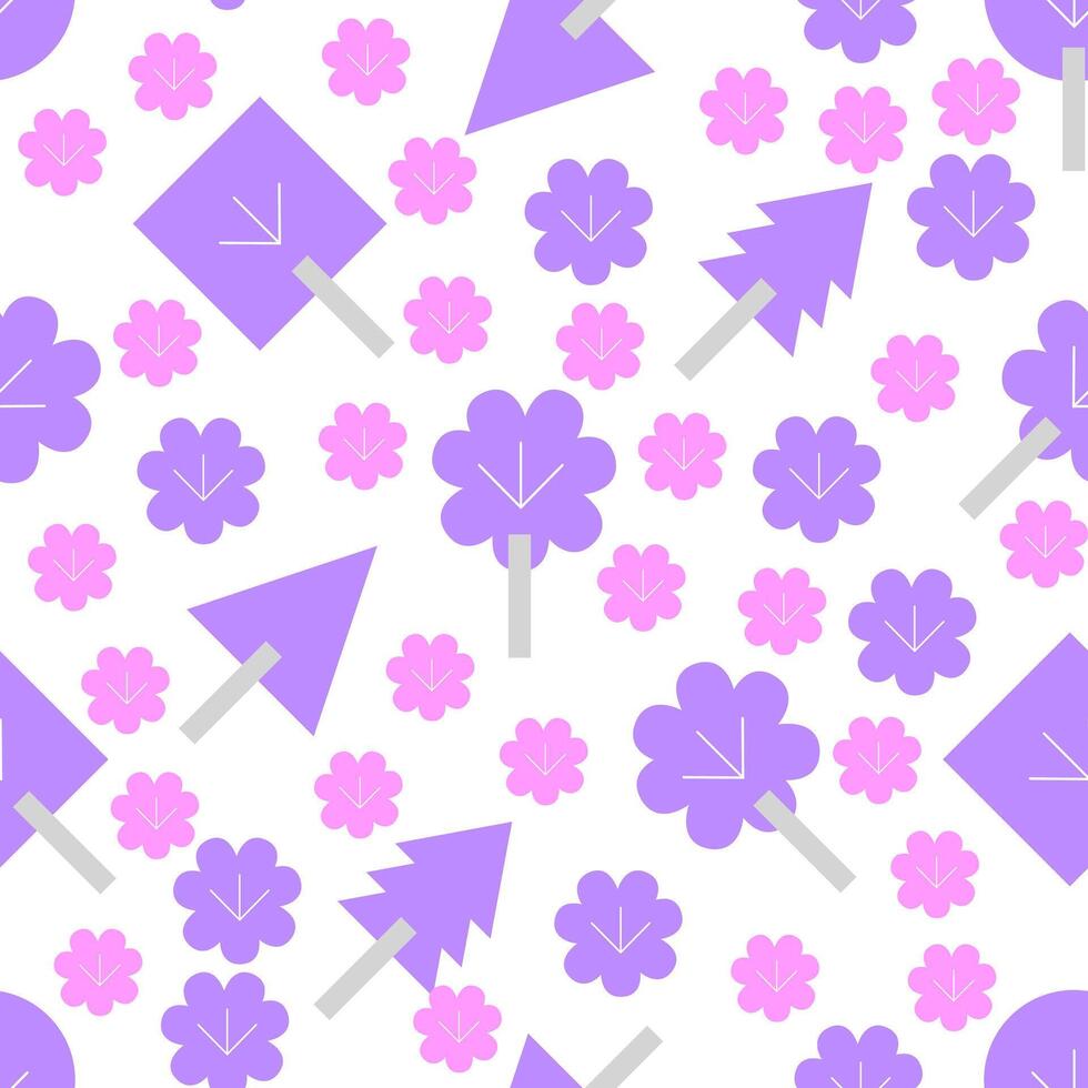 Feminine Pastel Purple Trees Pattern vector