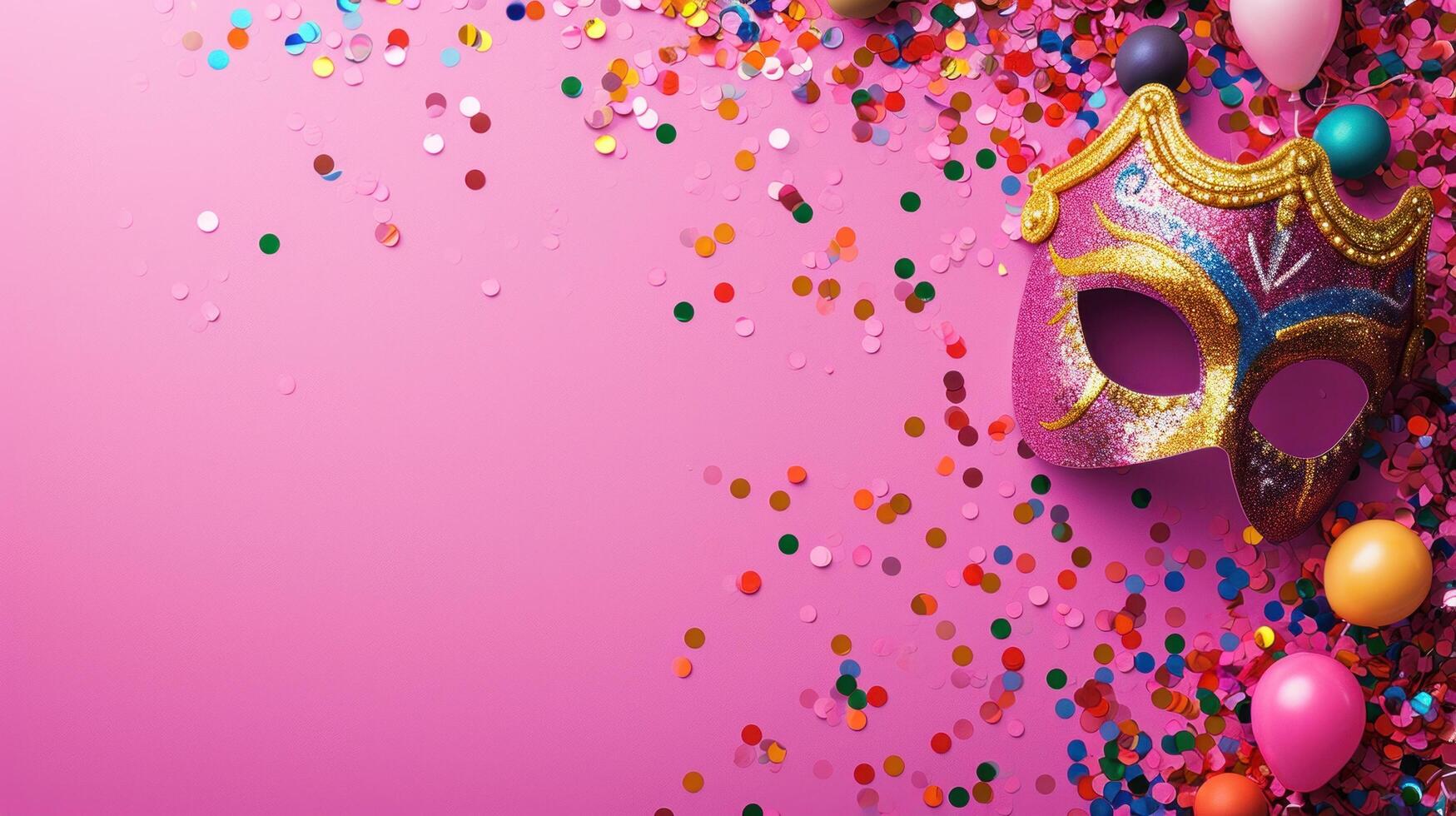 AI generated Carnival party advertisment background with copy space photo