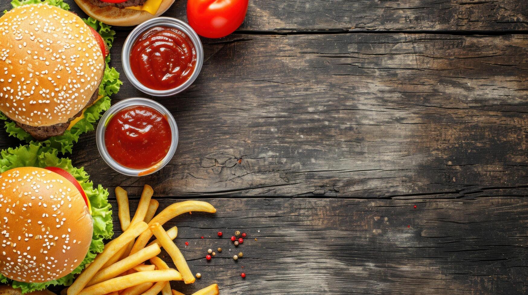 AI generated beautuful fast food background with copy space photo