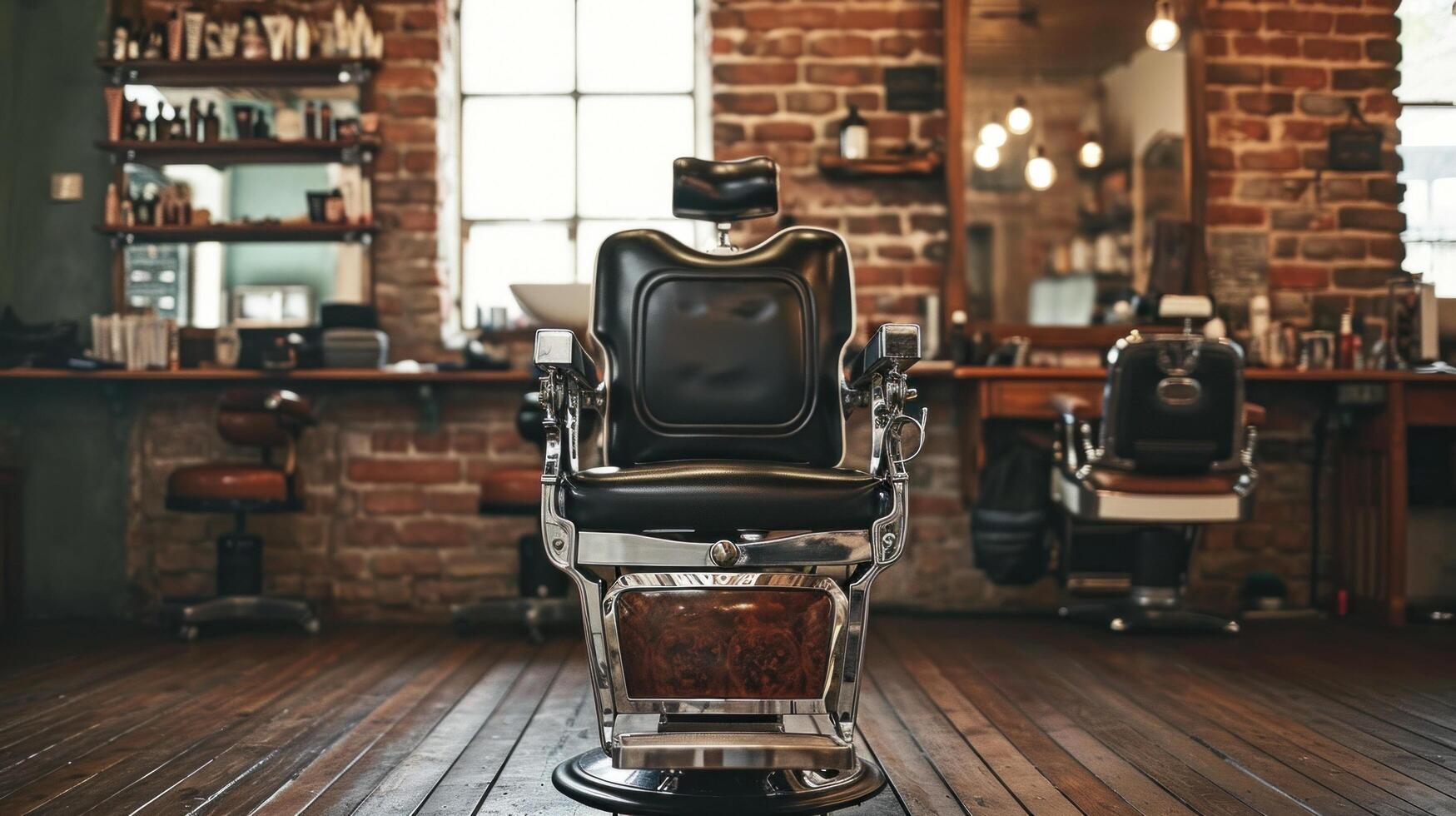 AI generated Barbershop advertisment background with copy space photo