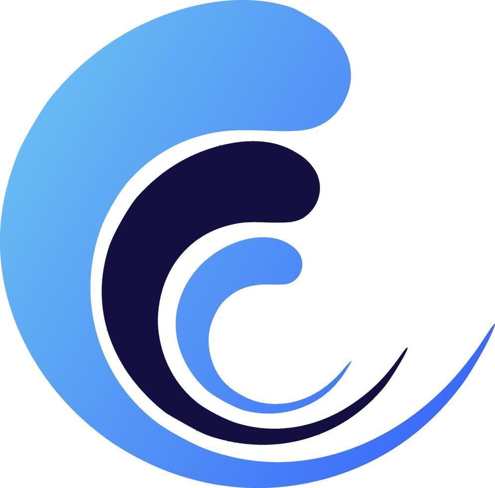 agua ola vector icono concepto en un letra C logo icono diseño modelo.