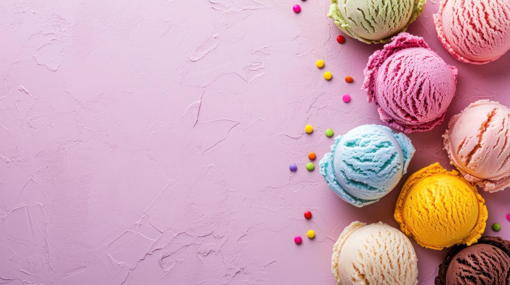 AI generated beautuful ice cream background with copy space photo