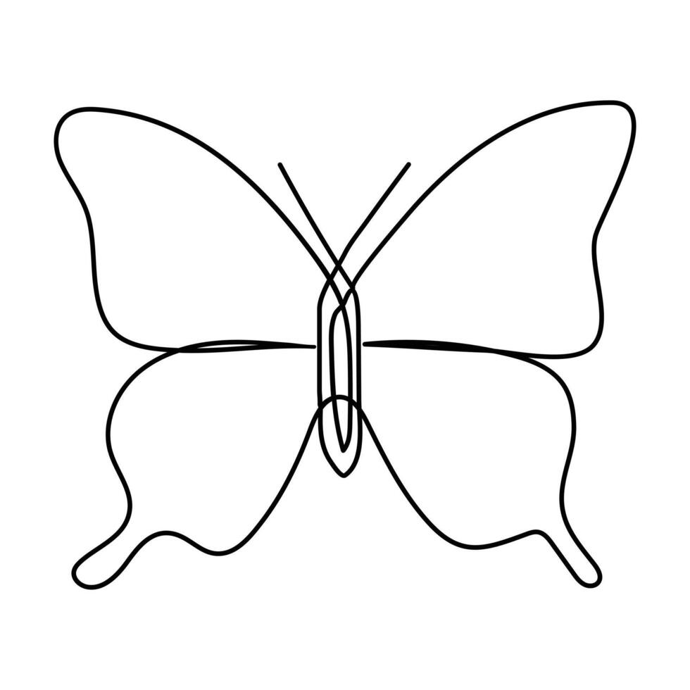 Butterfly in One continuous line drawing art and editable vector stroke illustration and minimalist