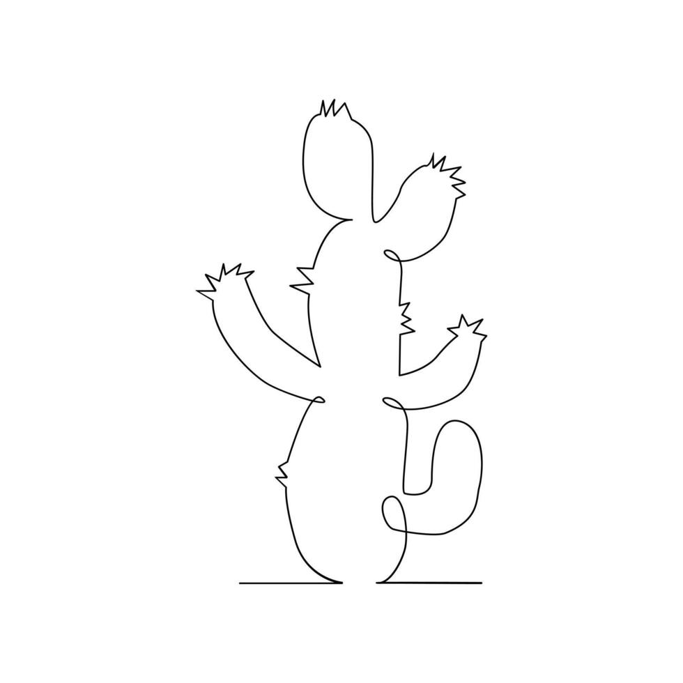 Vector art cactus plant continuous one line  illustration isolated on white background minimalist drawing
