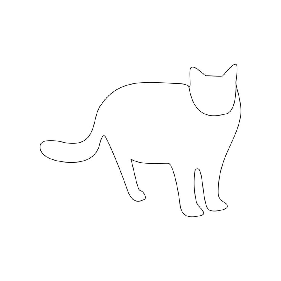 Vector cat pet animal continuous one line drawing isolated on white background illustration and minimalist