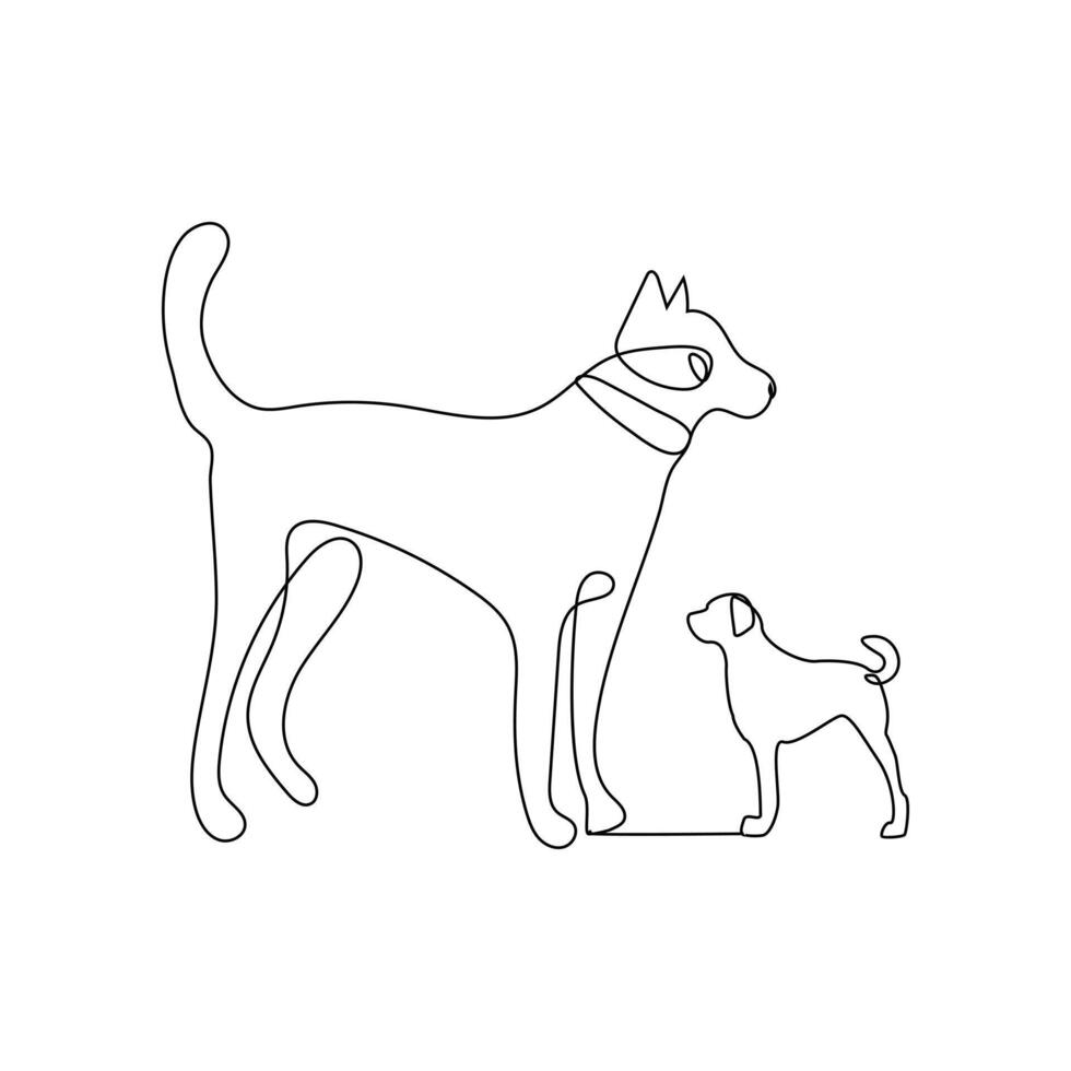 vector perro mascota animal continuo uno línea Arte silueta dibujo aislado en blanco antecedentes