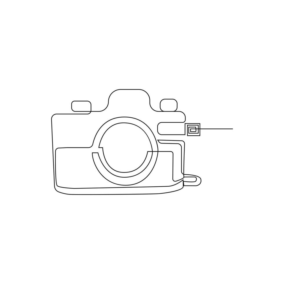 Digital camera continuous single linear style simple art drawing vector pro