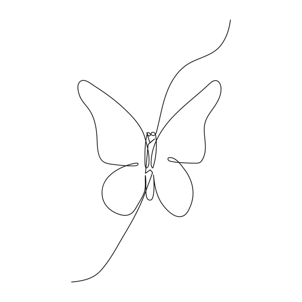 Butterfly in One continuous line drawing art and editable vector stroke illustration and minimalist