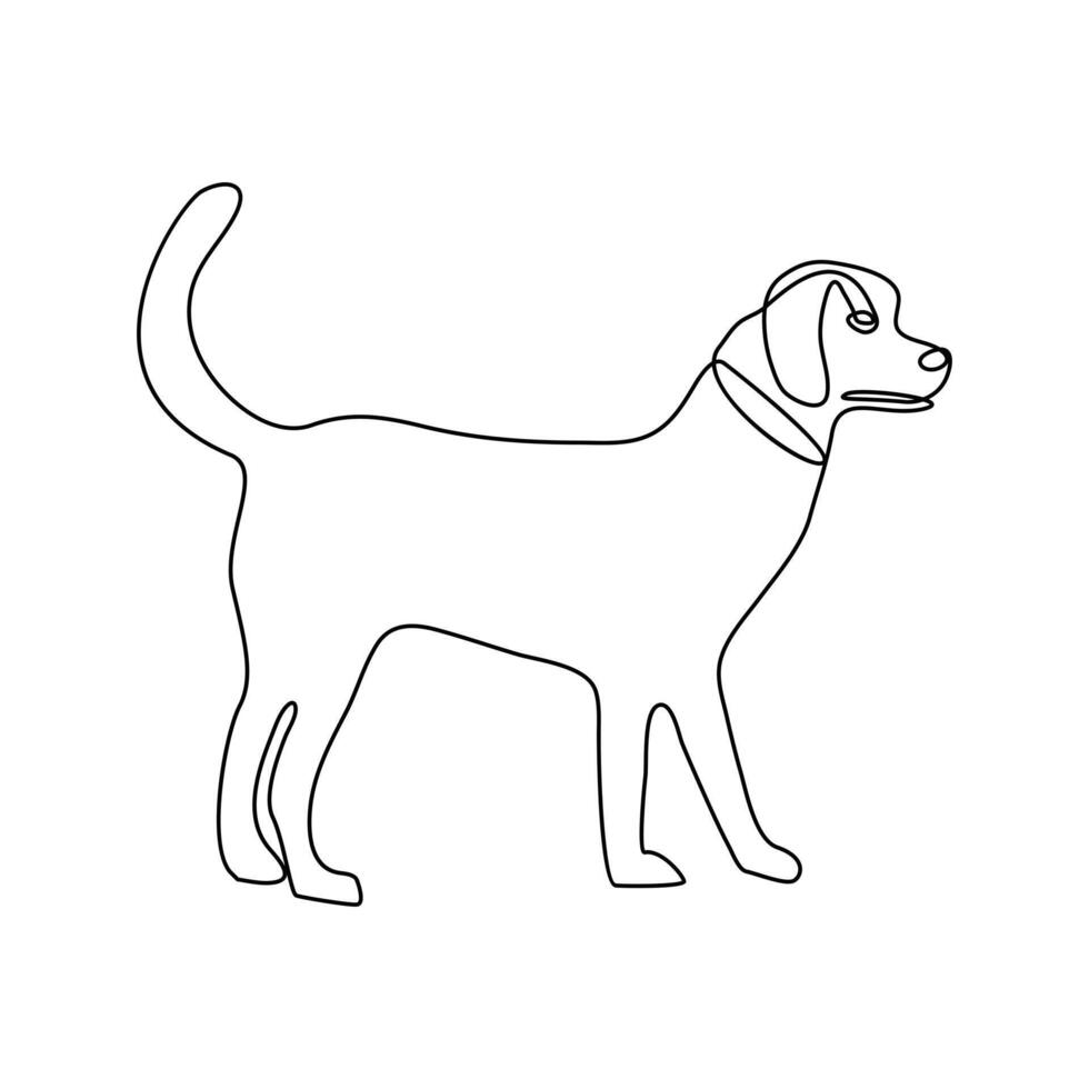 Vector dog pet animal continuous one line art silhouette drawing isolated on white background