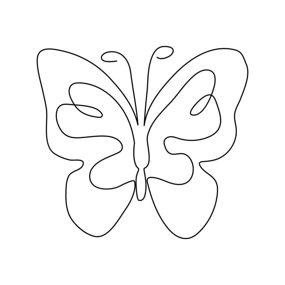 Butterfly in One continuous line drawing art and editable vector stroke illustration and minimalist