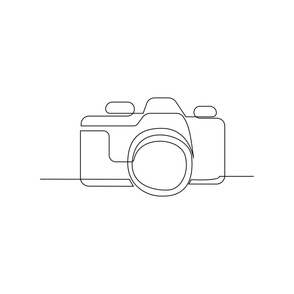 Digital camera continuous single linear style simple art drawing vector pro