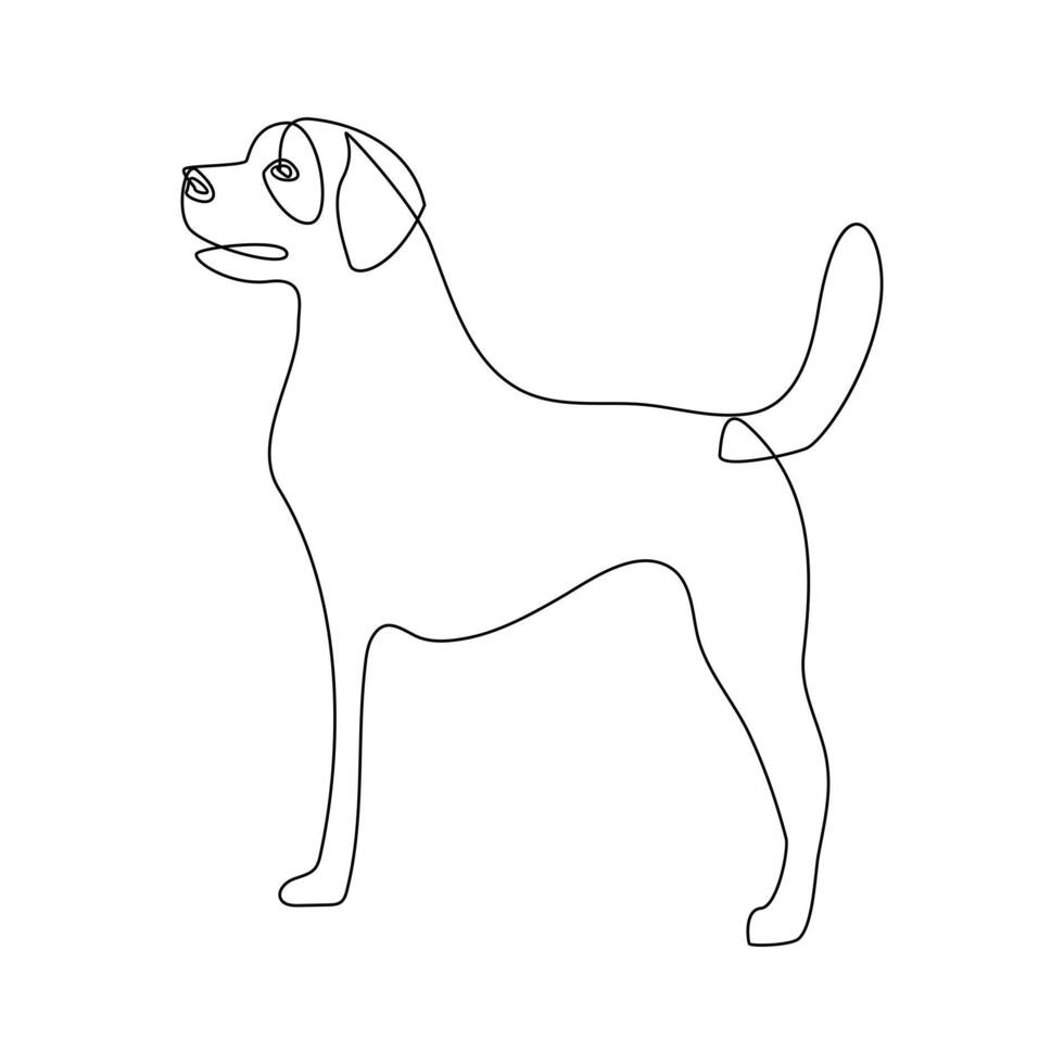 Vector dog pet animal continuous one line art silhouette drawing isolated on white background