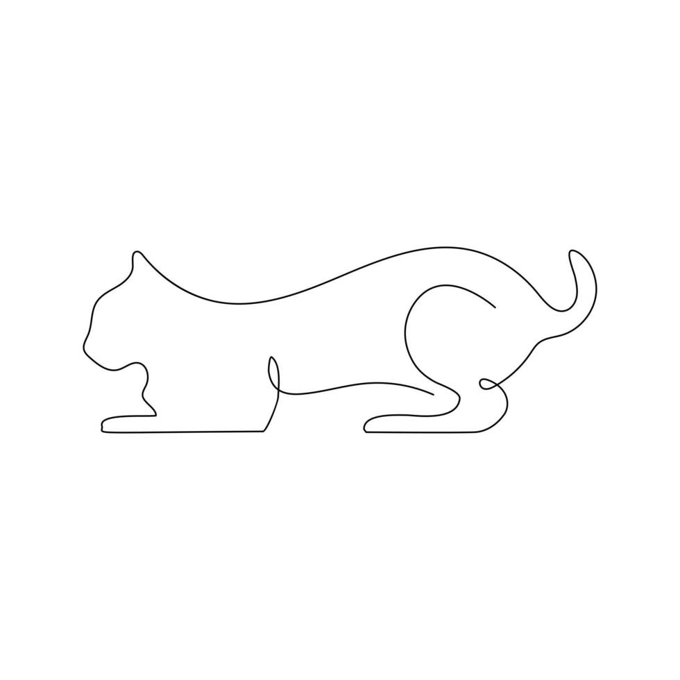 Vector cat pet animal continuous one line drawing isolated on white background illustration and minimalist