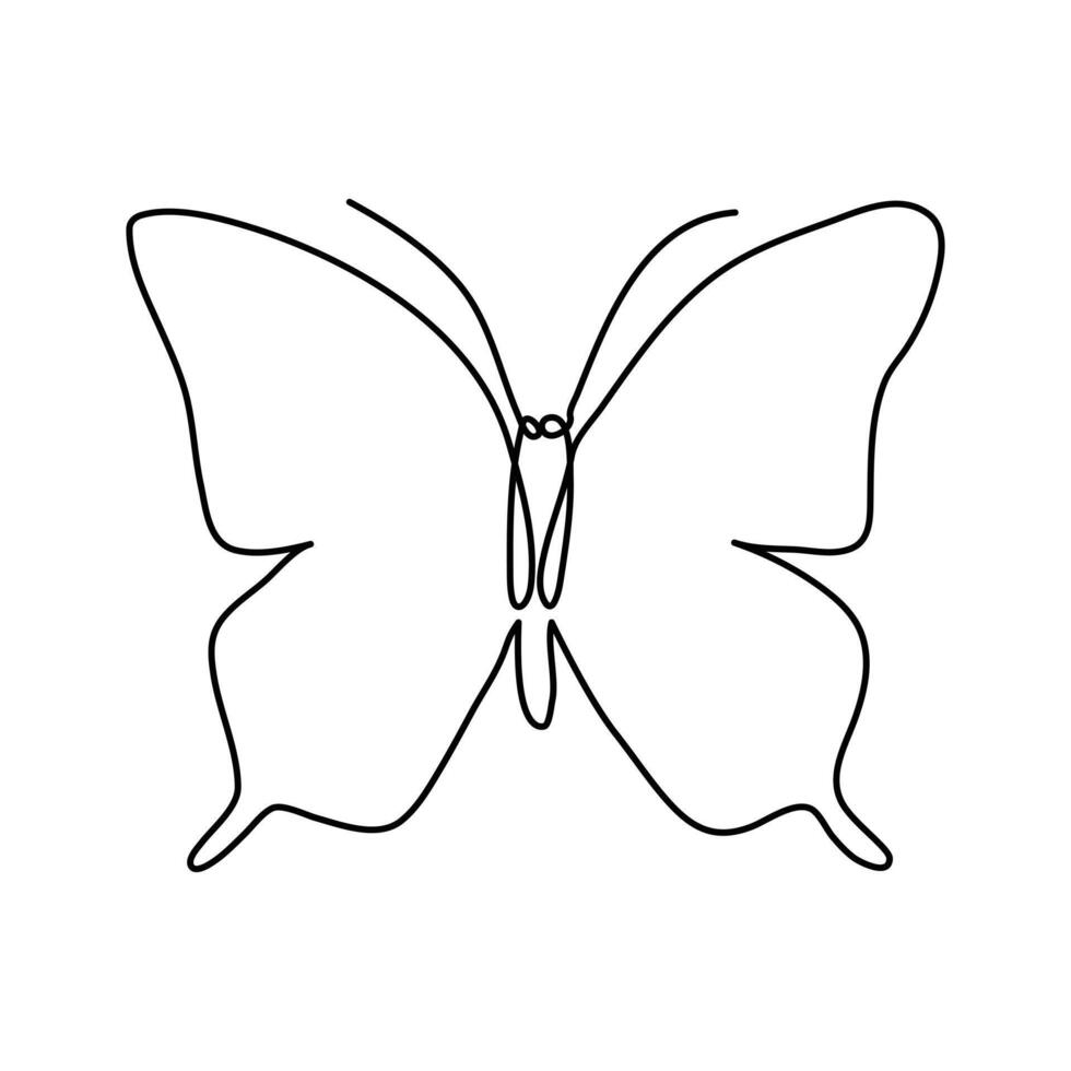 Butterfly in One continuous line drawing art and editable vector stroke illustration and minimalist