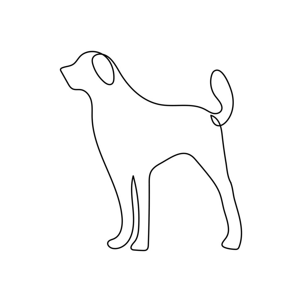 Vector dog pet animal continuous one line art silhouette drawing isolated on white background