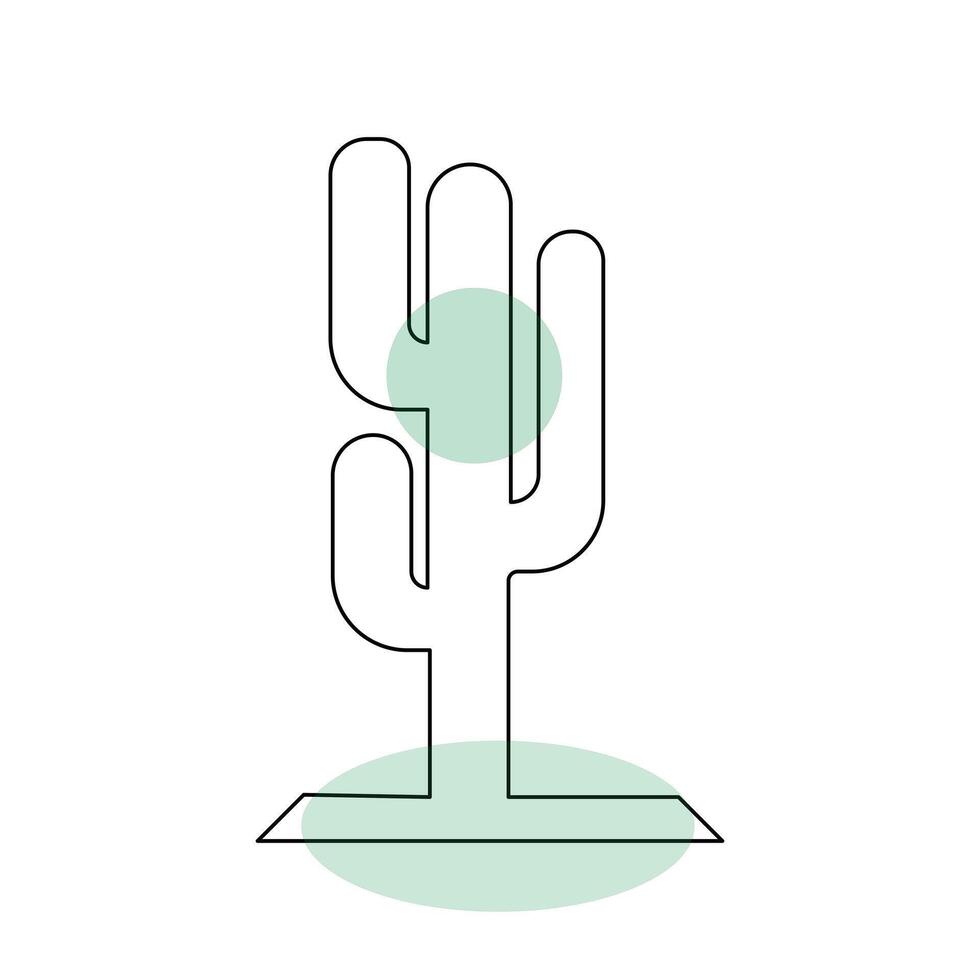 Vector art cactus plant continuous one line  illustration isolated on white background minimalist drawing