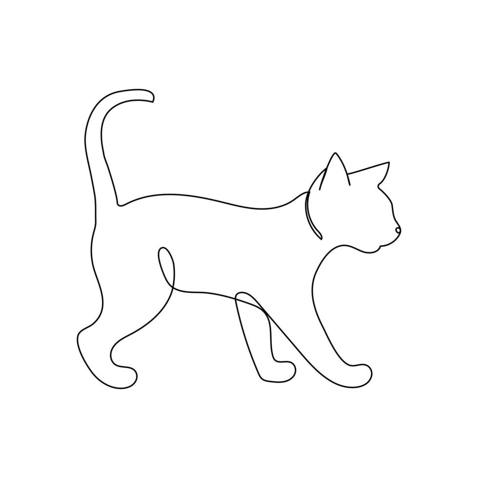 Vector cat pet animal continuous one line drawing isolated on white background illustration and minimalist
