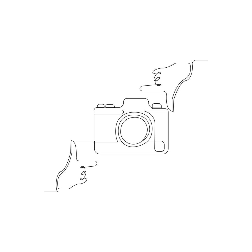 Digital camera continuous single linear style simple art drawing vector pro