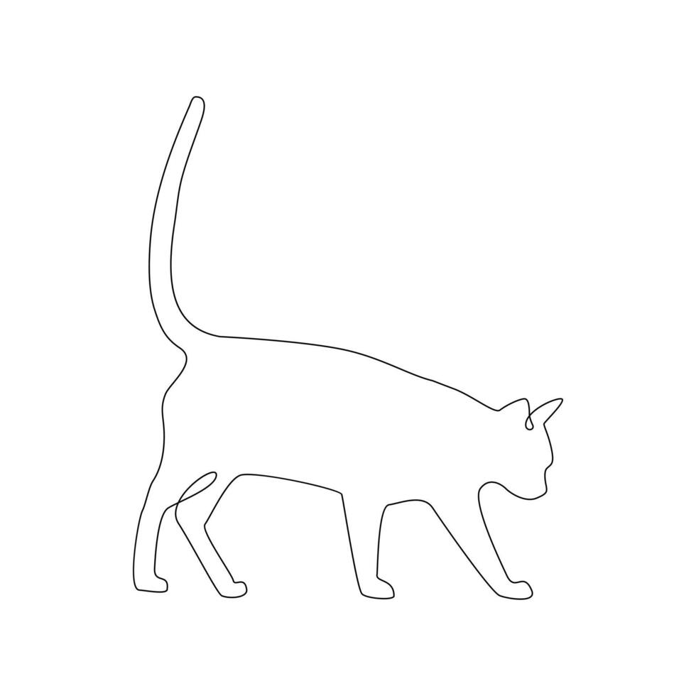 Vector cat pet animal continuous one line drawing isolated on white background illustration and minimalist