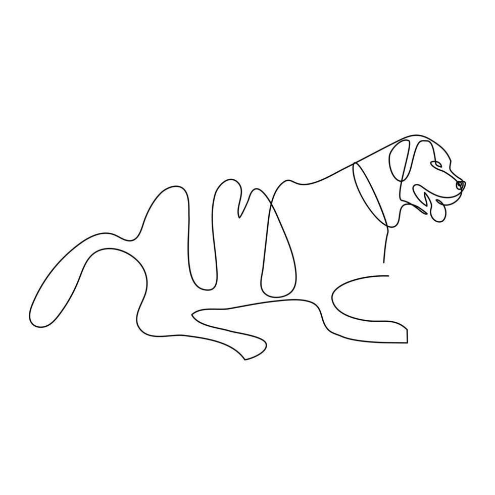 Vector dog pet animal continuous one line art silhouette drawing isolated on white background