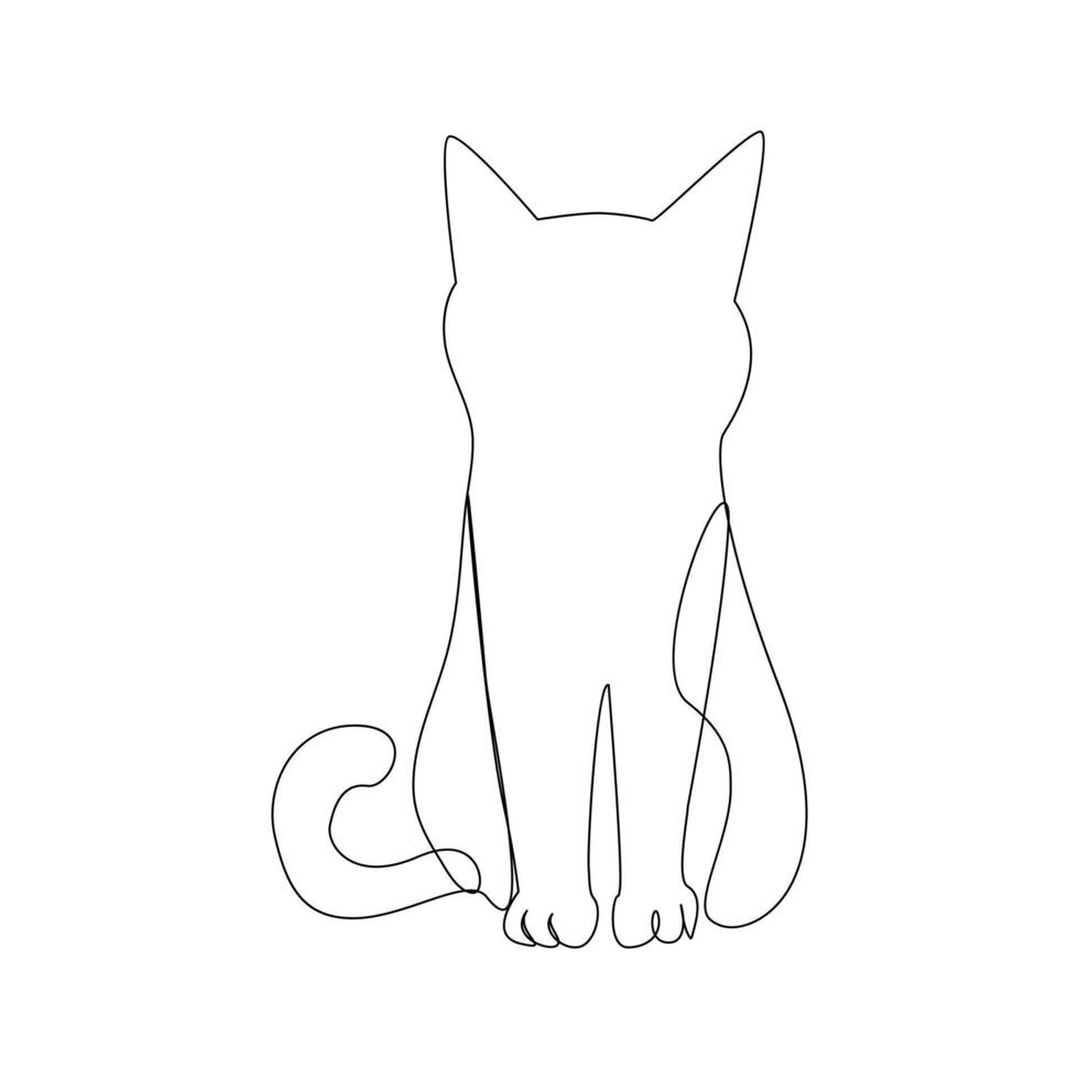 Vector cat pet animal continuous one line drawing isolated on white background illustration and minimalist