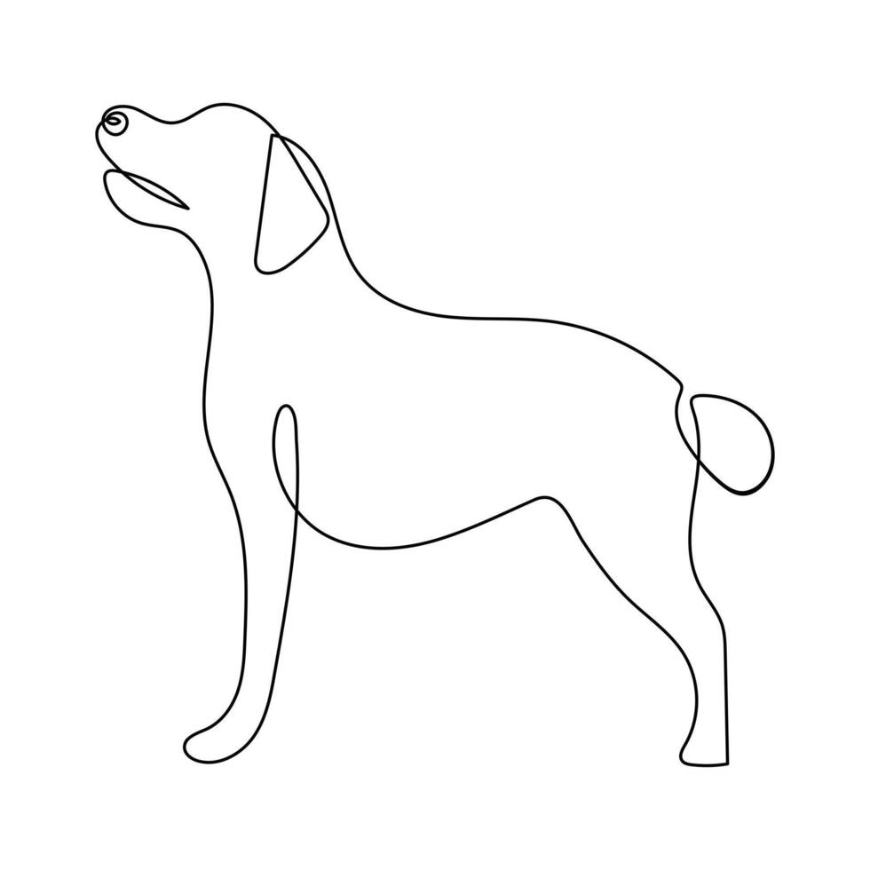 Vector dog pet animal continuous one line art silhouette drawing isolated on white background