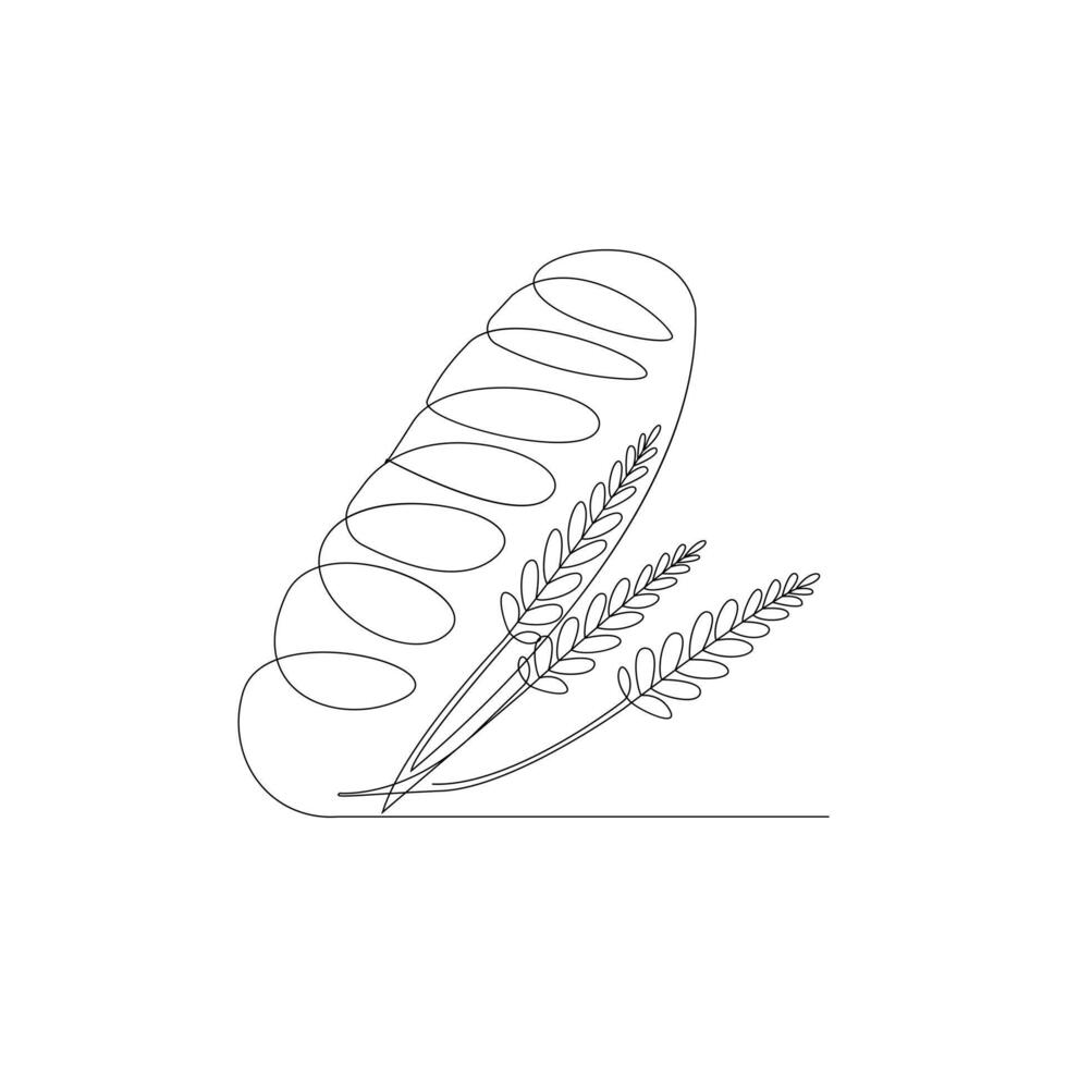 Vector continuous line art drawing of organic healthy food wheat grain for farm logo identity