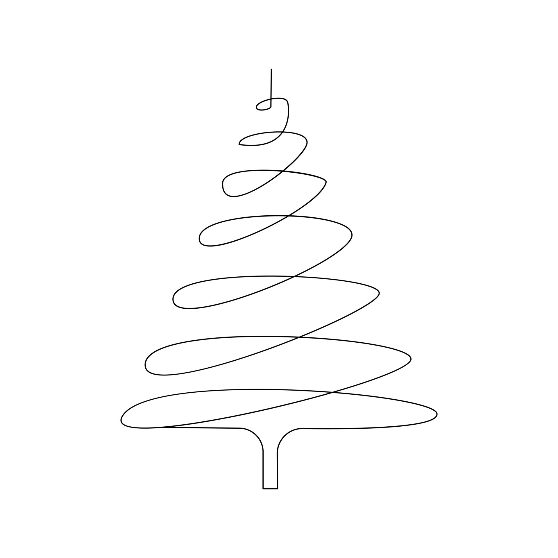 Vector continuous one line drawing of Christmas tree isolated on white ...
