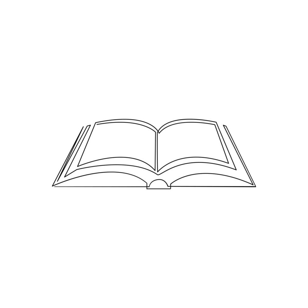 Vector in one continuous line drawing of book concept of education, library logo illustration