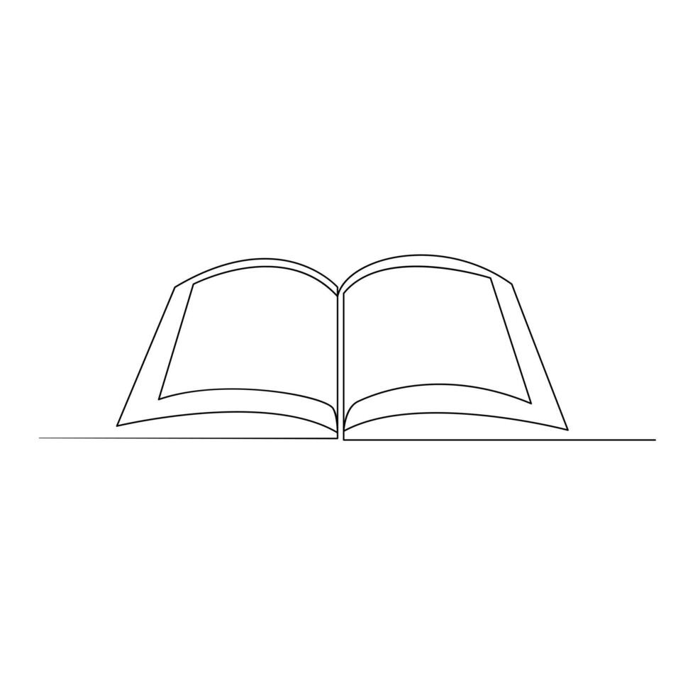 Vector in one continuous line drawing of book concept of education, library logo illustration