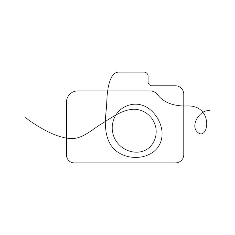 Digital camera continuous single linear style simple art drawing vector pro