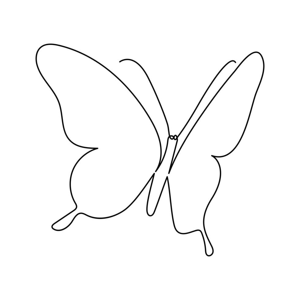 Butterfly in One continuous line drawing art and editable vector stroke illustration and minimalist