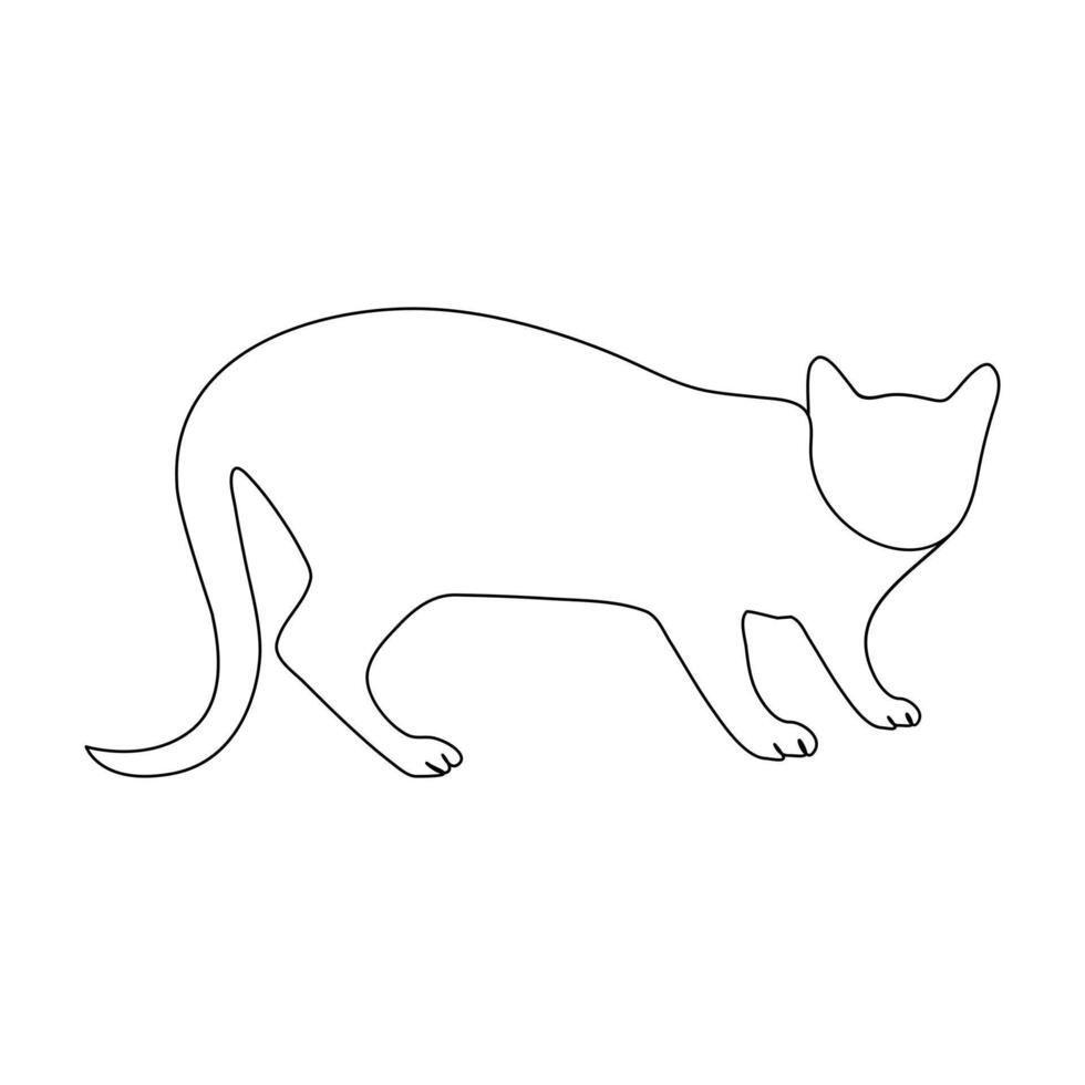 Vector cat pet animal continuous one line drawing isolated on white background illustration and minimalist
