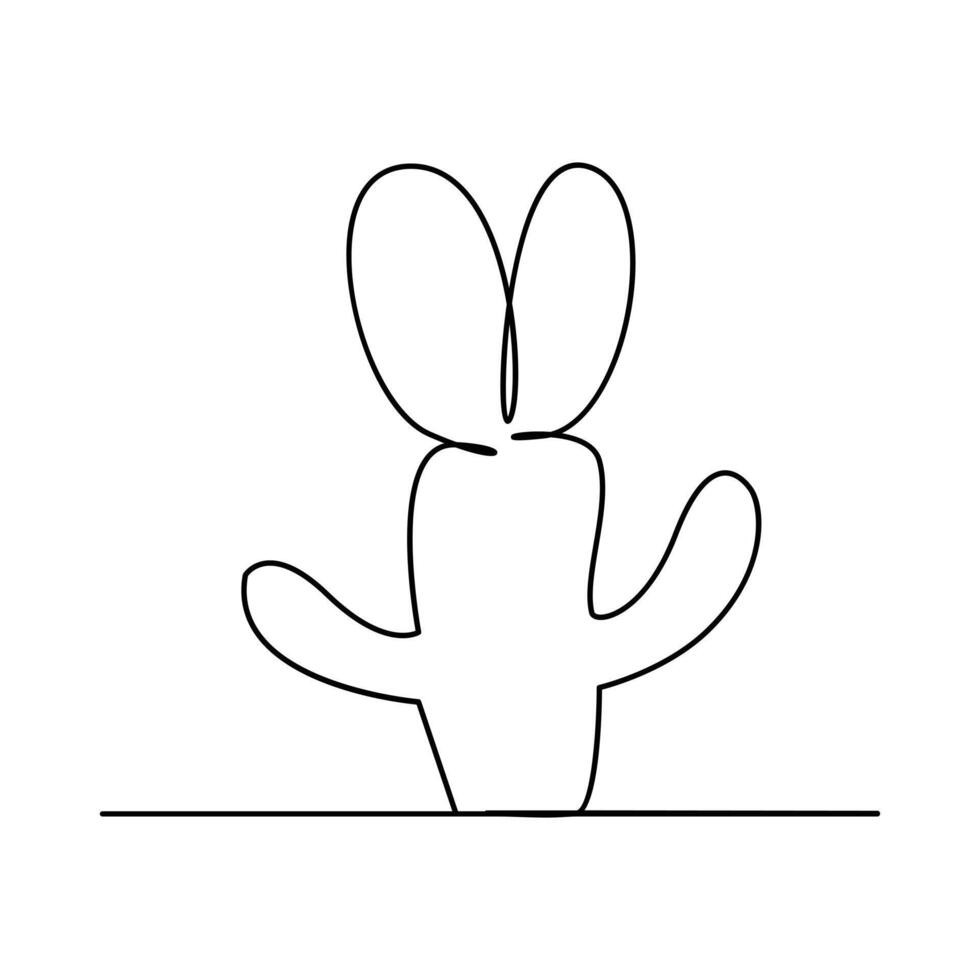 Vector art cactus plant continuous one line  illustration isolated on white background minimalist drawing