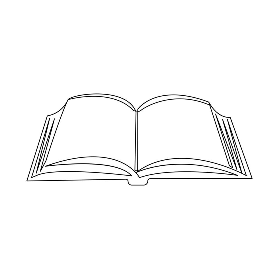 Vector in one continuous line drawing of book concept of education, library logo illustration