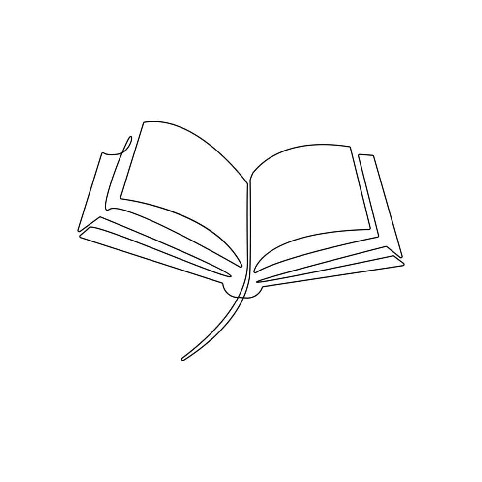 Vector in one continuous line drawing of book concept of education, library logo illustration