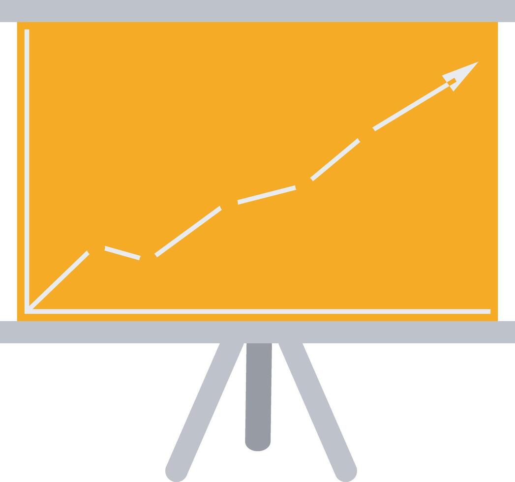 Illustration of a presentation board with an arrow going up and a graph vector