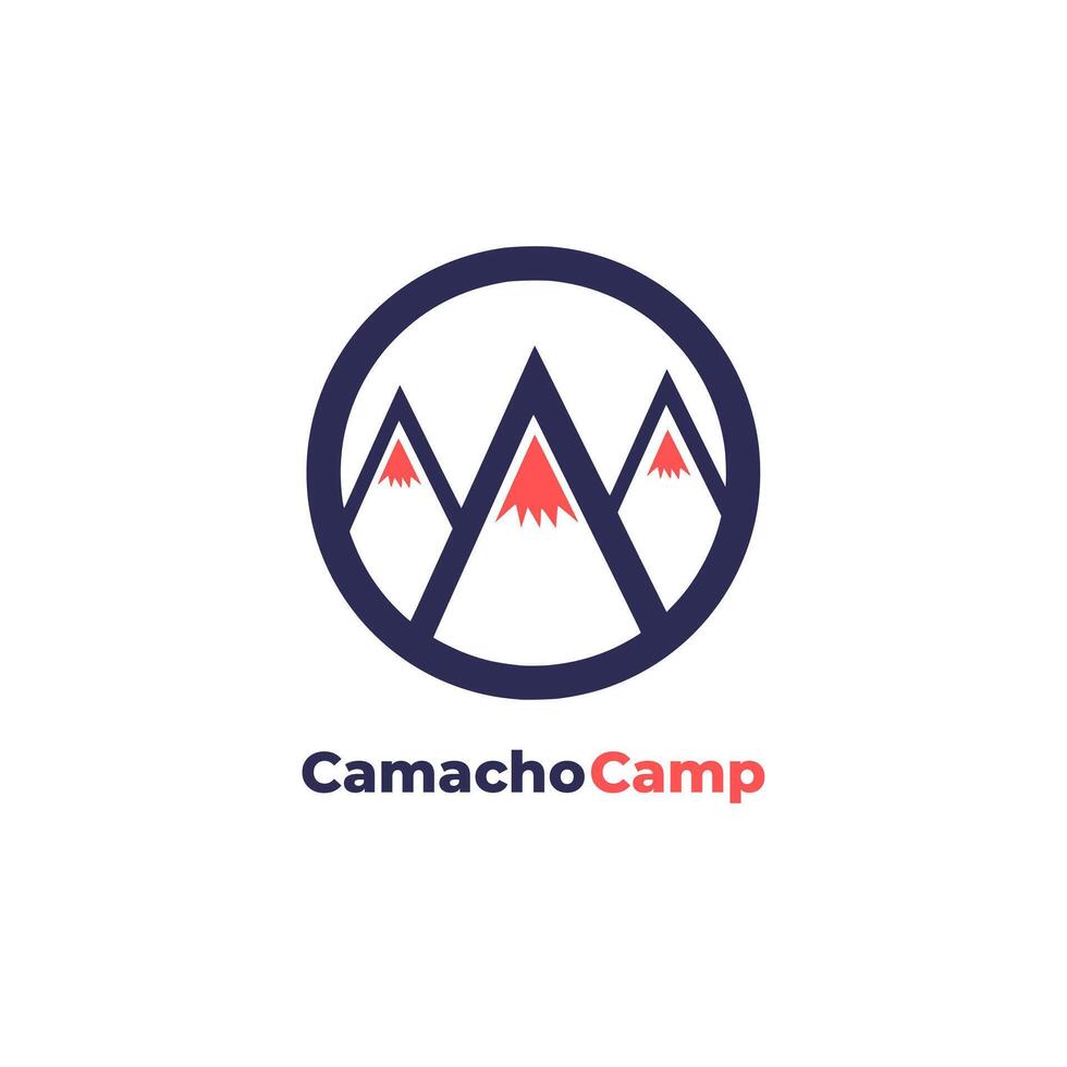 camachocamp - representa un montaña logo modelo con vector icono ilustración concepto.