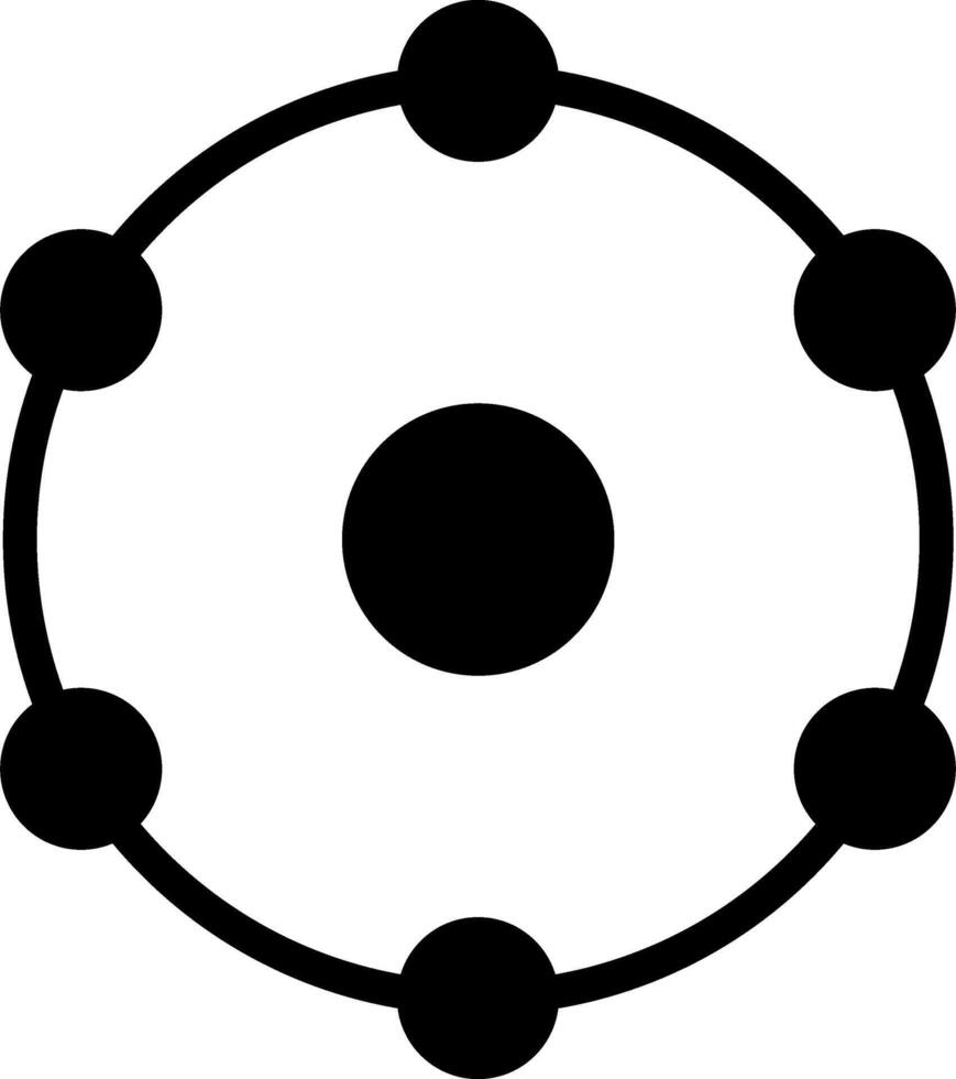 Six ion or electron logo illustration. Total 6 ion or electron count. Black and white vector illustration.