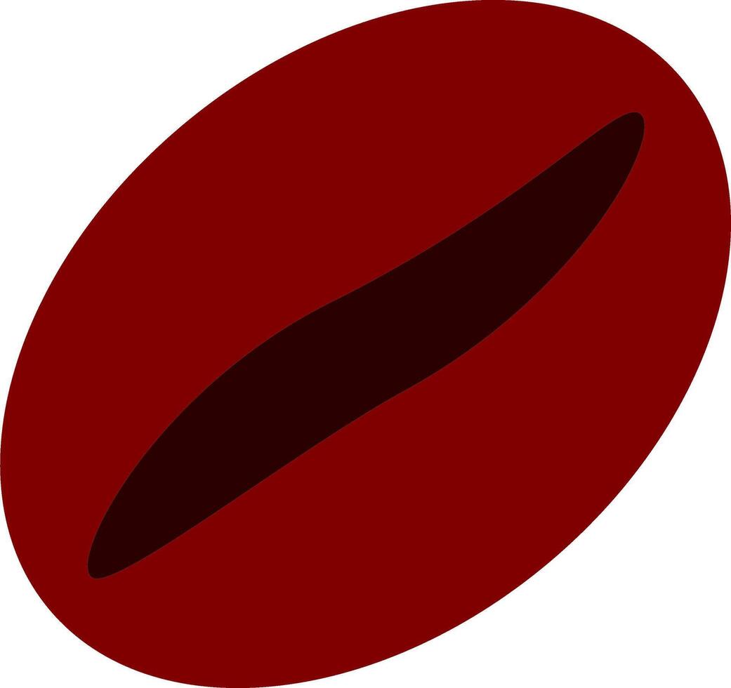 Coffee bean flat icon. Vector red icon on white background. Isolated.