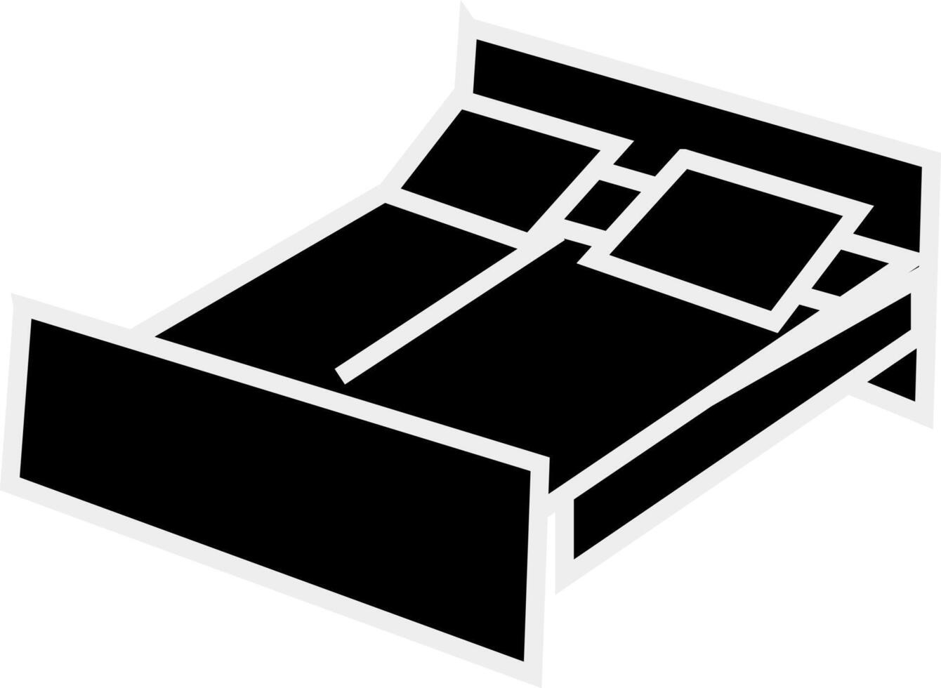 esencia de sueño - universal cama símbolo en un soltero icono. cama icono ilustración. negro y blanco. vector