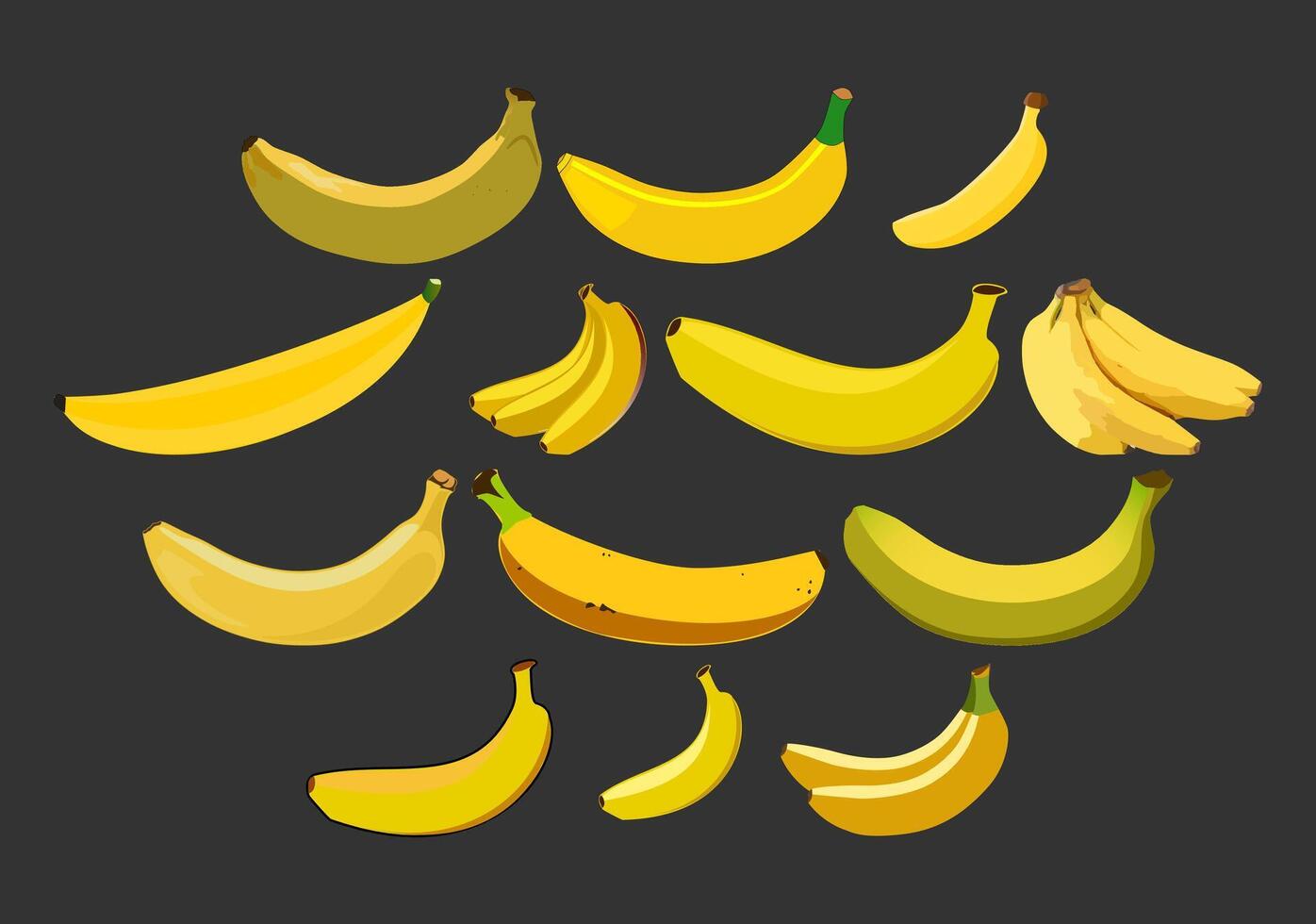 Cluster of Ripe Bananas. A tightly packed group of ripe bananas. An appealing cluster of bananas, showcasing the beauty of a fresh harvest and the abundance of nature. Banana illustration collection. vector